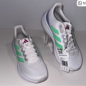 Adidas White Sneakers with Green Accents